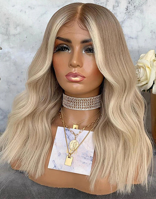 Highlight Ash Blonde Wavy 4x4 Lace Wig Glueless Hd Lace Human Hair Wig