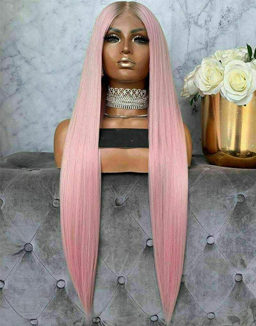 13x4 Ombre Light Pink Straight Lace Frontal Wig