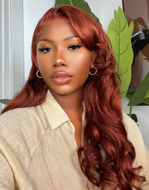 Reddish Brown Body Wave 13x4 Lace Front Wig 4x4 Lace Wig丨JESSIE'S WIG ...